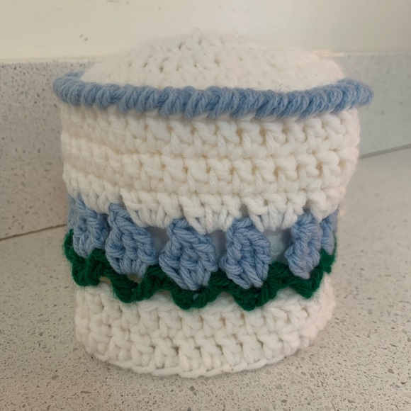 Tulip Flower Toilet Paper Tissue Cover New Light Blue with Green Leaves - Picture 10 of 15